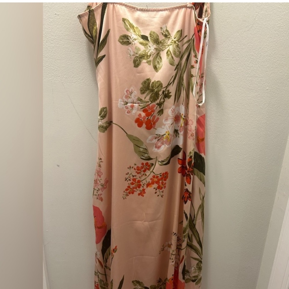 Lulu's Pink Floral Midi Dress with Coral Accents - Picture 5 of 6